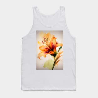 Beautiful Orange Watercolor Daylily Tank Top